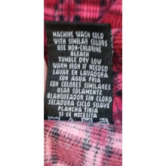 Mickey Unlimited Womens Medium Red Plaid Flannel Button Down Shirt Mickey Mouse - Picture 11 of 11